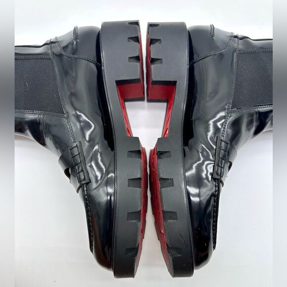 CHRISTIAN LOUBOUTIN Montezu Brushed Leather Ankle Boots Black Lug Sole EU 39 US9 - Picture 10 of 15